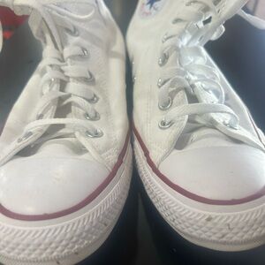 Converse Classic White and Red High-Top Sneakers
